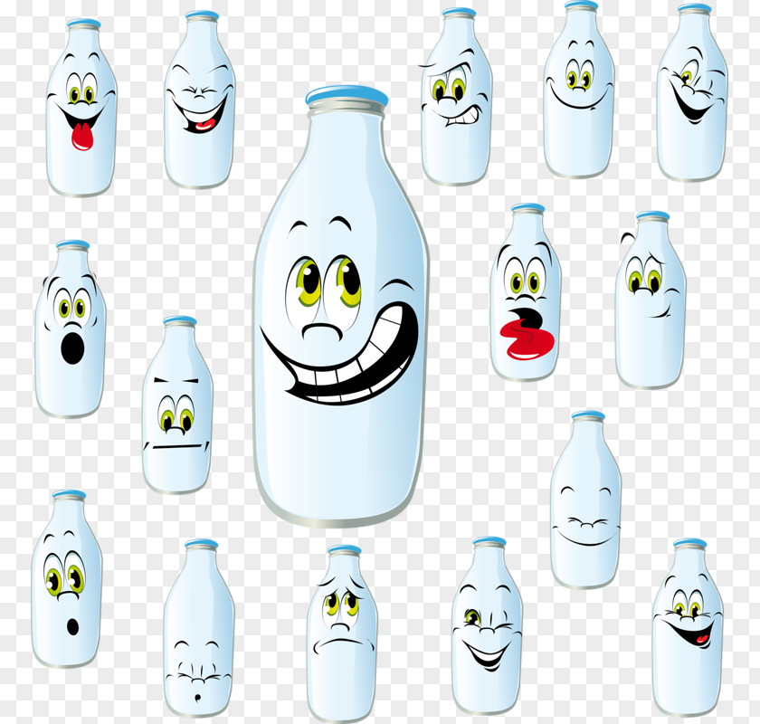 Cartoon Face Painted Glass Milk Drawing Bottle Illustration PNG