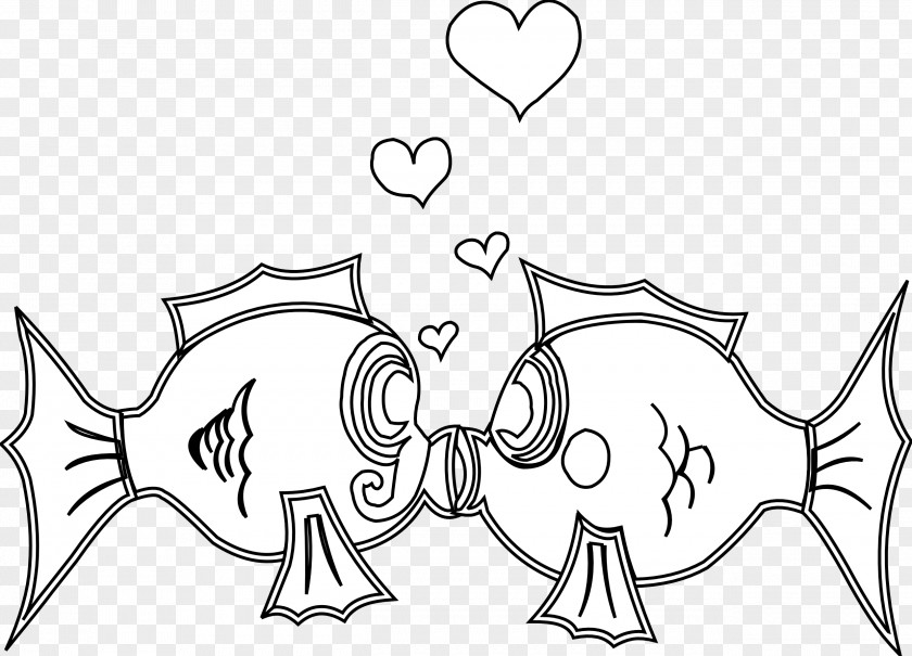 Create A Coloring Book Fish Love Heart Clip Art PNG