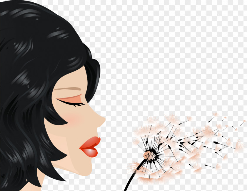Vector Painted Blowing Dandelion Illustration PNG