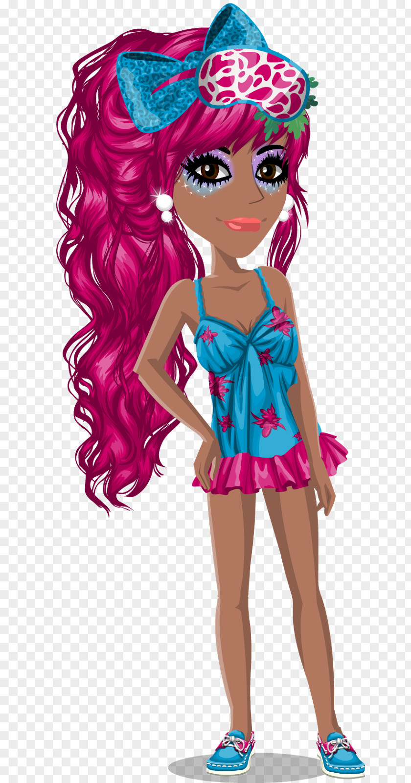 Brown Hair Pink M Cartoon Character PNG