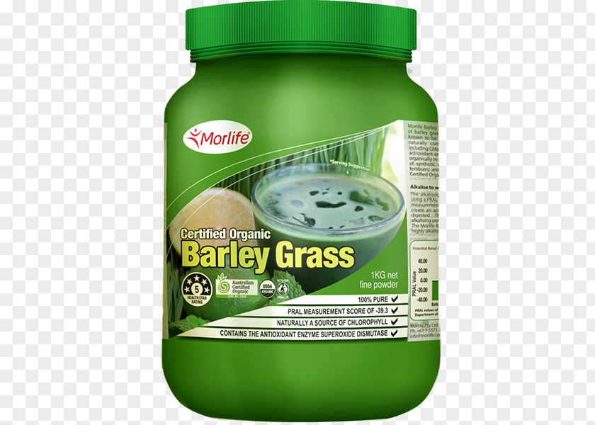 Barley Grass Organic Food Goji Certification Morlife Alkalising Greens PNG