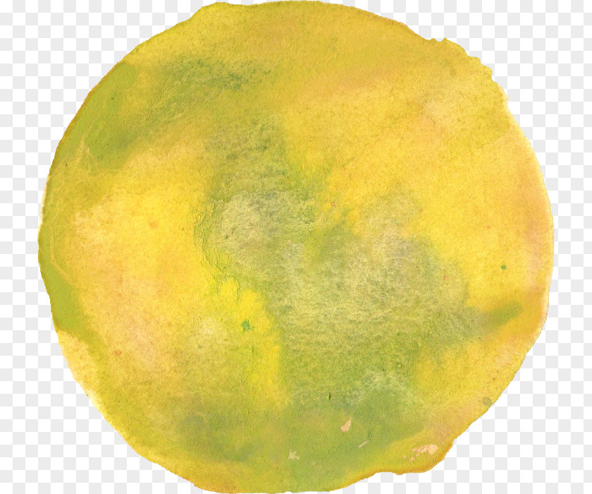 Circle Abstract Lemon Citron Watercolor Painting PNG