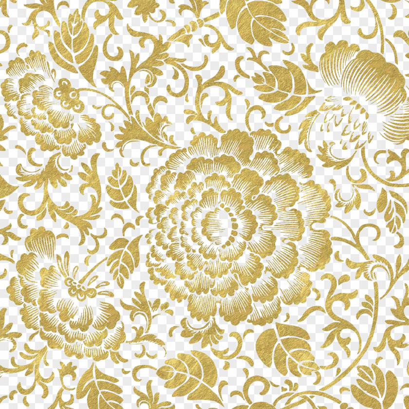 Golden Flower Paper Gold PNG