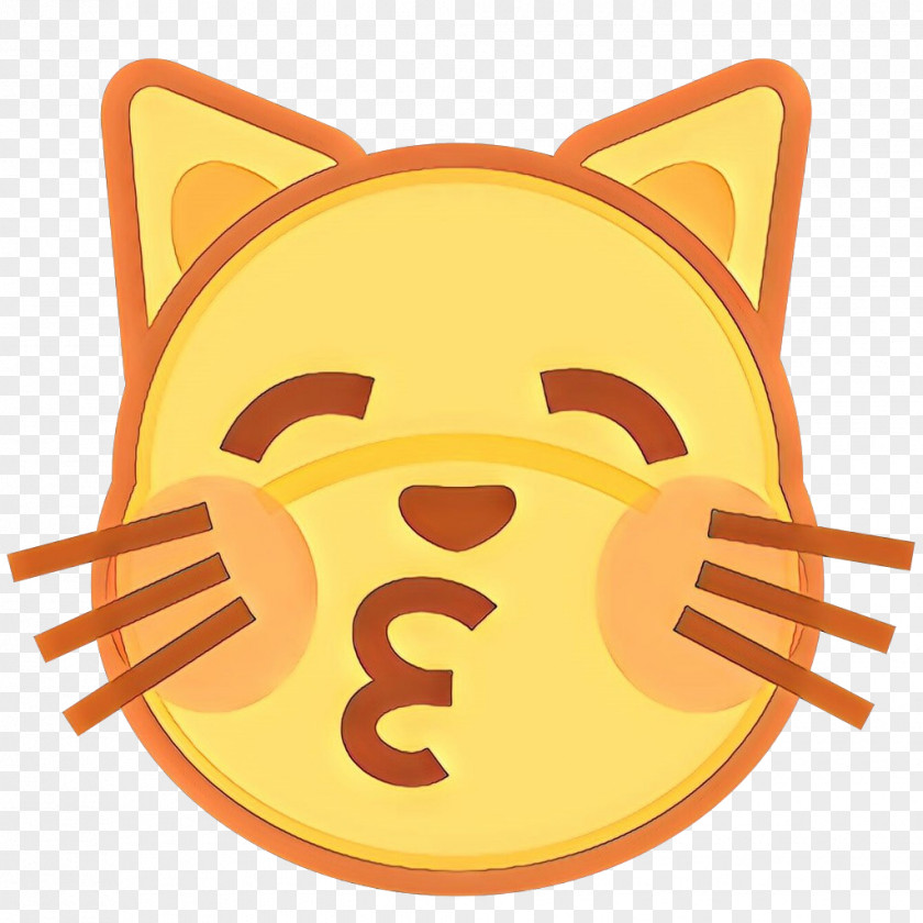 Whiskers Yellow Background Heart Emoji PNG