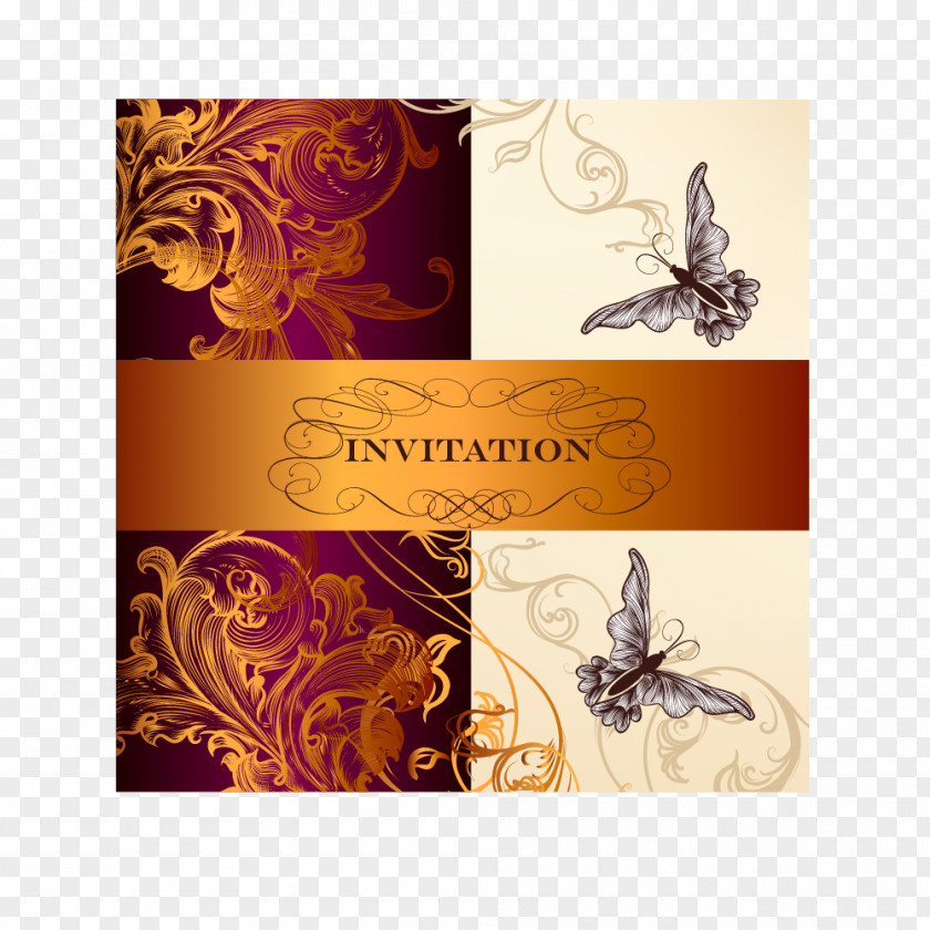 Bronze Party Invitation Letter Ornament Illustration PNG