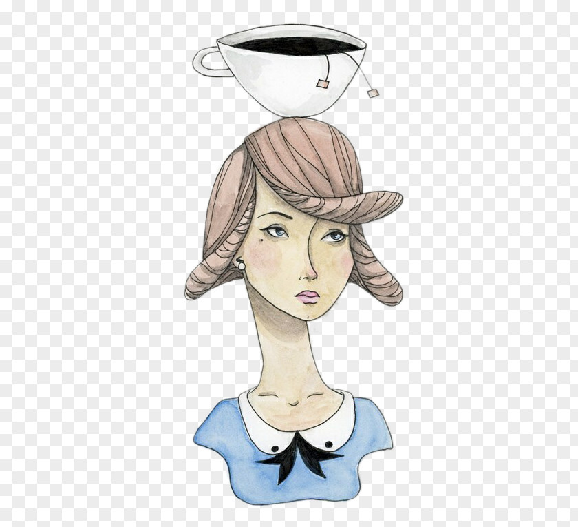 Top Coffee Woman Illustration PNG