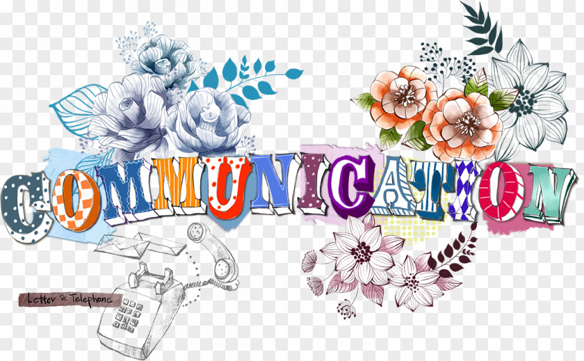 Fashion Flowers And Phone Typeface Download Illustration PNG