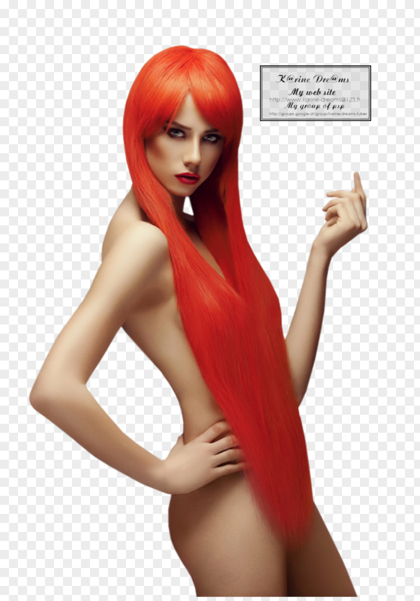 Hair Style Coloring Human Color Bangs Red Long PNG