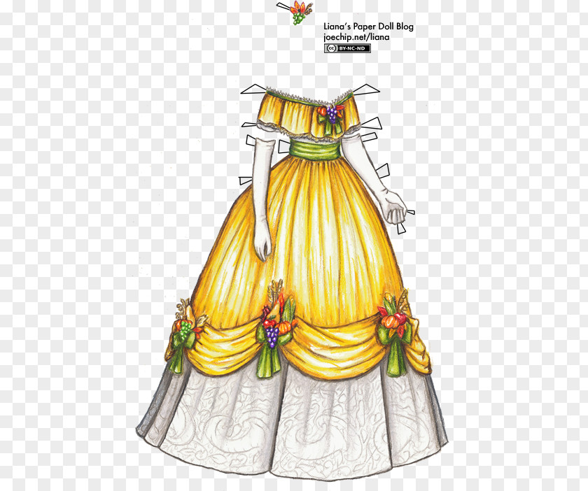 Paper Ribbon Dress Ball Gown Doll Evening PNG
