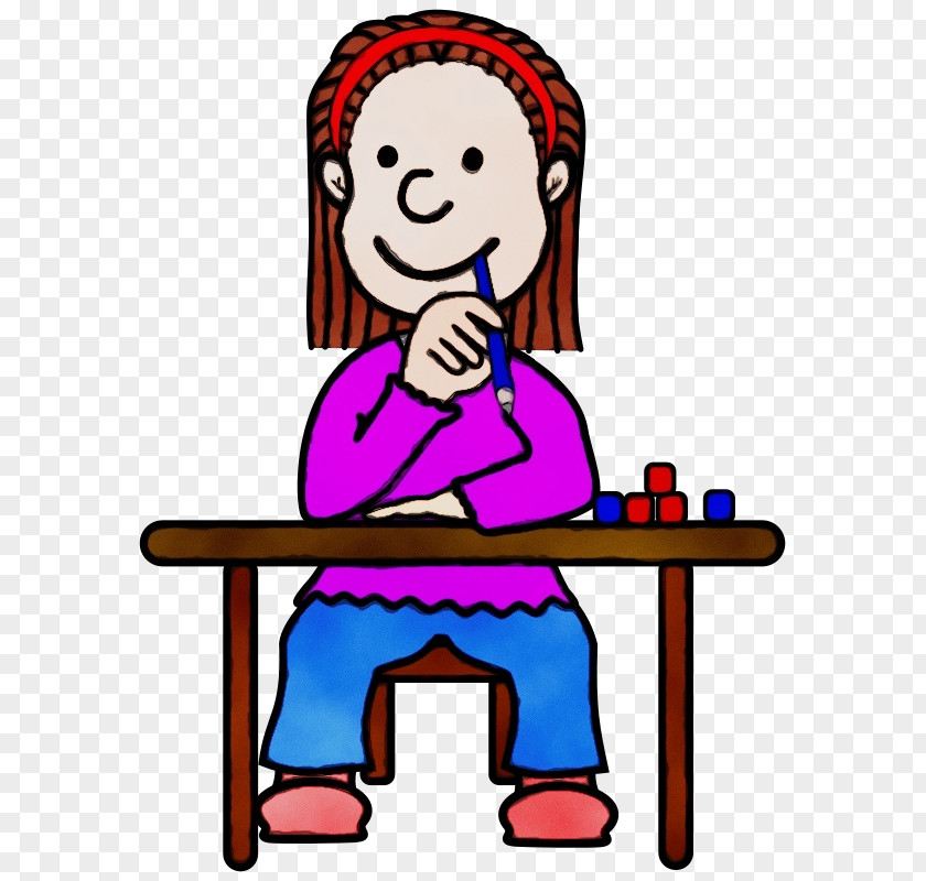 Sitting Cartoon School Girl PNG
