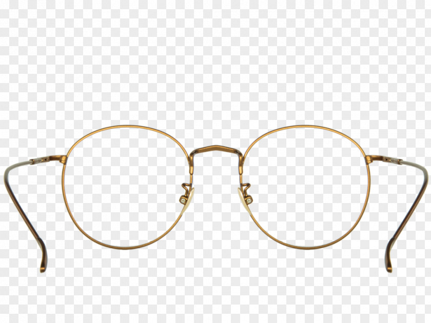 Copper Frame Thin Glasses Goggles Brown PNG