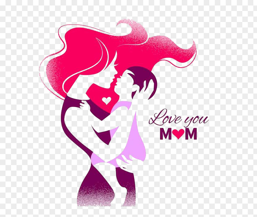 Mom, I Love You Mother's Day Silhouette Clip Art PNG