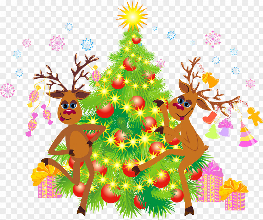 Reindeer Christmas Tree Santa Claus Ornament PNG