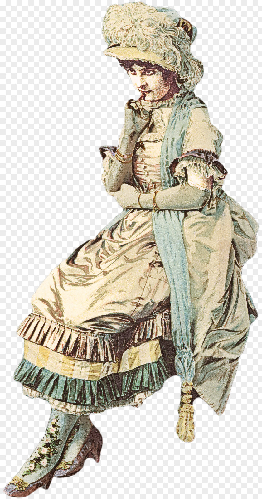 Victorian Fashion Costume Design Figurine PNG