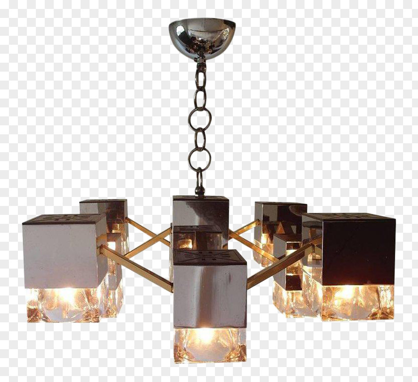 Glass Chandelier Smoked Brass Italy PNG