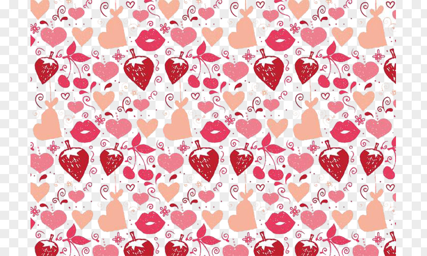 Strawberry Lips Lip Doodle Red Drawing PNG