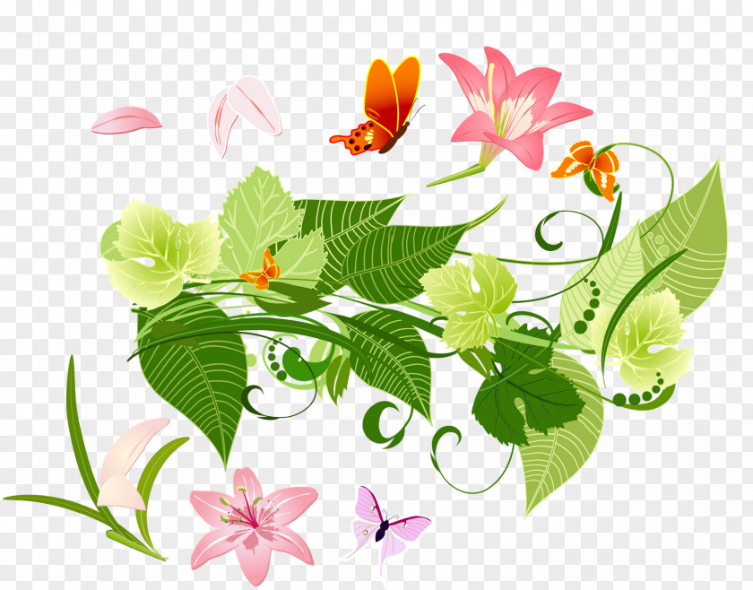 Floral Flower Design Butterfly PNG
