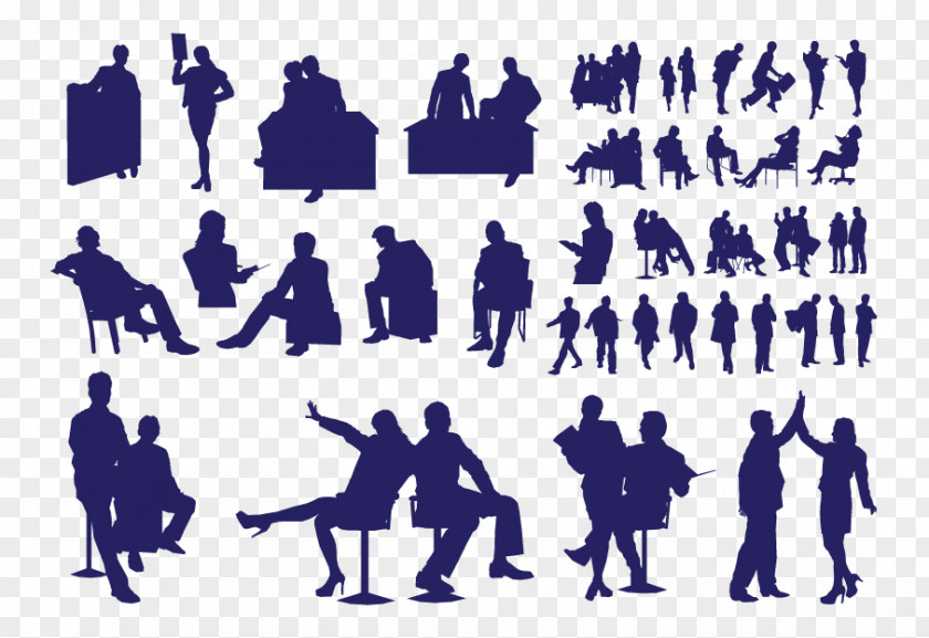 Vector Happy Office People Silhouette Businessperson Clip Art PNG