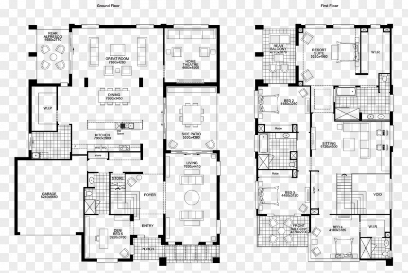 Garden Plan House Storey Floor Bedroom PNG