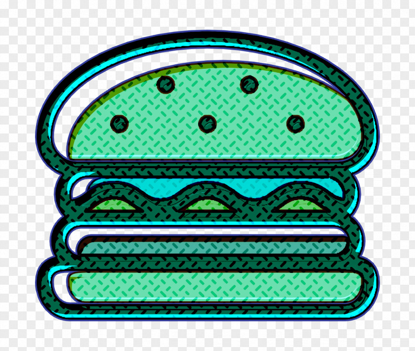 Burger Icon Linear Color Food Set PNG