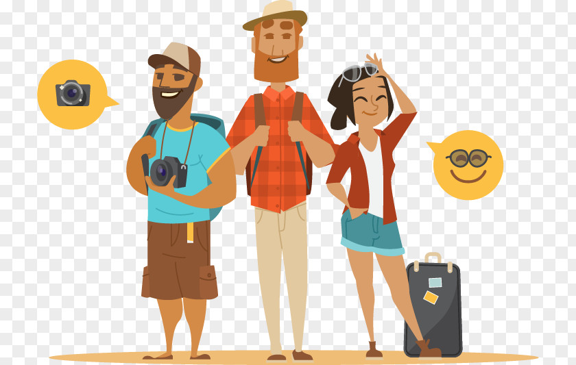 Vector Illustration Creative Men And Women Travel Backpacking Package Tour Tourism Cartoon PNG