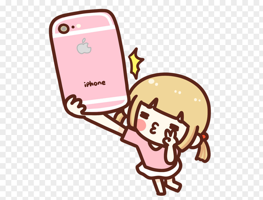 Self-cute Cartoon Mobile Phone Selfie PNG