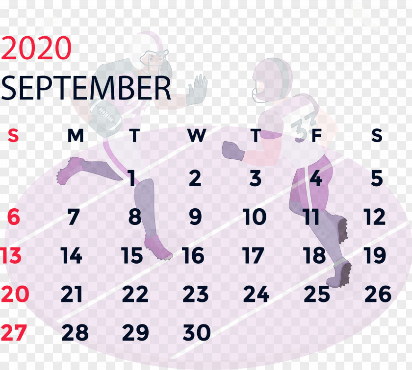 September 2020 Calendar Printable PNG