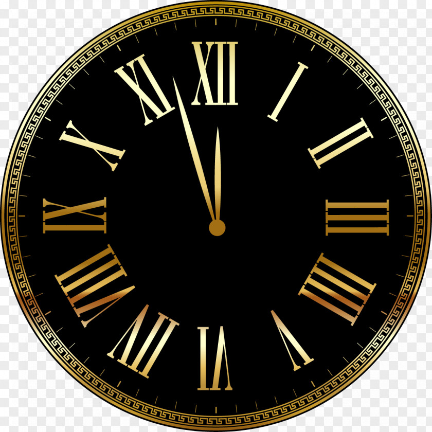 Vector Clock Approaching 12:00 New Year Computer File PNG