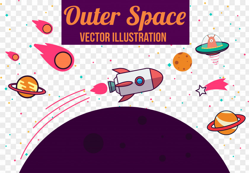 Vector Illustration Space Rocket Universe Outer PNG
