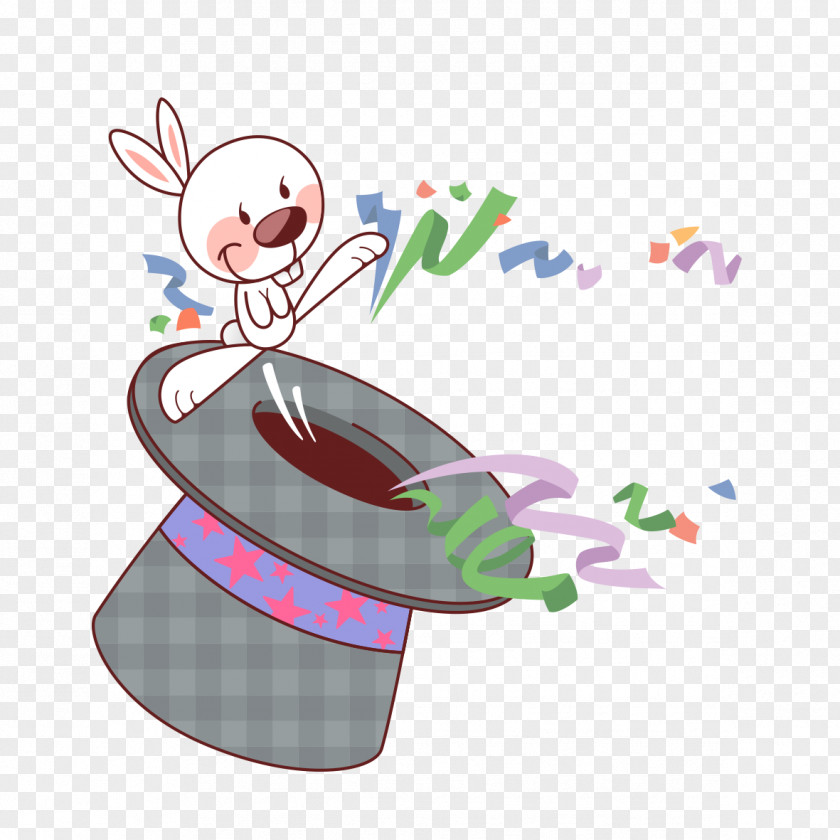 Rabbit Magic Hat Cartoon Drawing Clip Art PNG