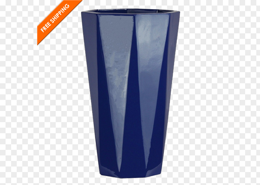 Tall And Big Cobalt Blue Highball Glass Vase PNG
