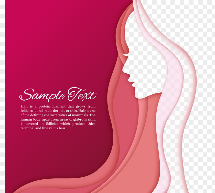 Beautiful Long-haired Woman In Profile Vector Beauty Parlour Hair Pageant PNG