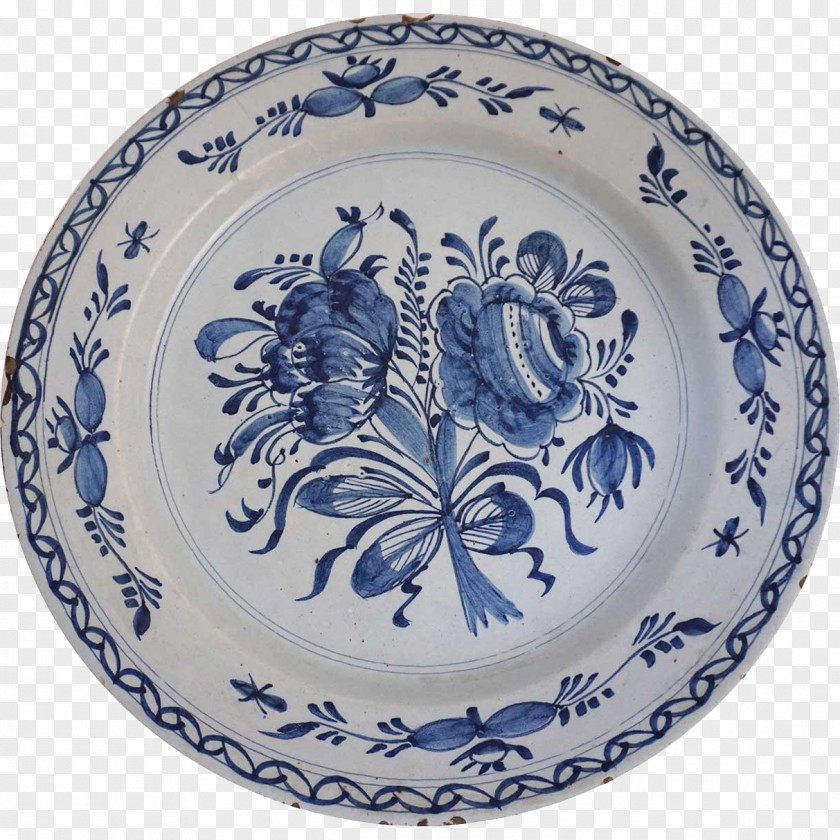 Plate Blue And White Pottery Delftware Ceramic Faience PNG