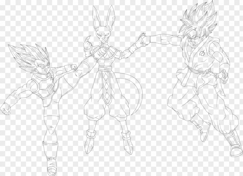 Goku E Vegeta Line Art Figure Drawing Cartoon Sketch PNG