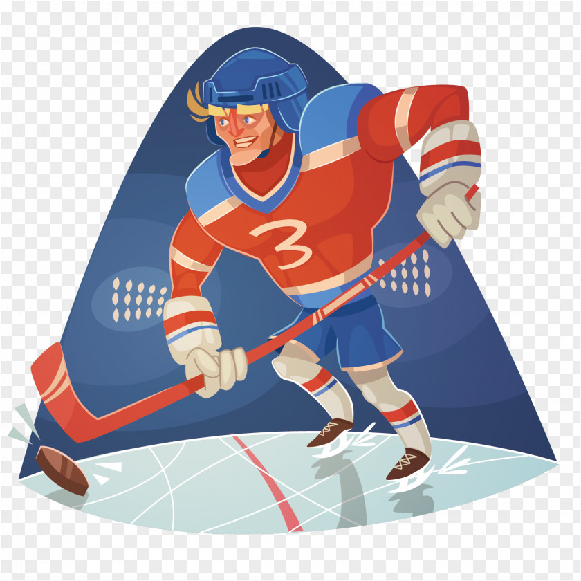 Cartoon Hockey Player Vector Illustration Material Ice Sports Equipment Football PNG