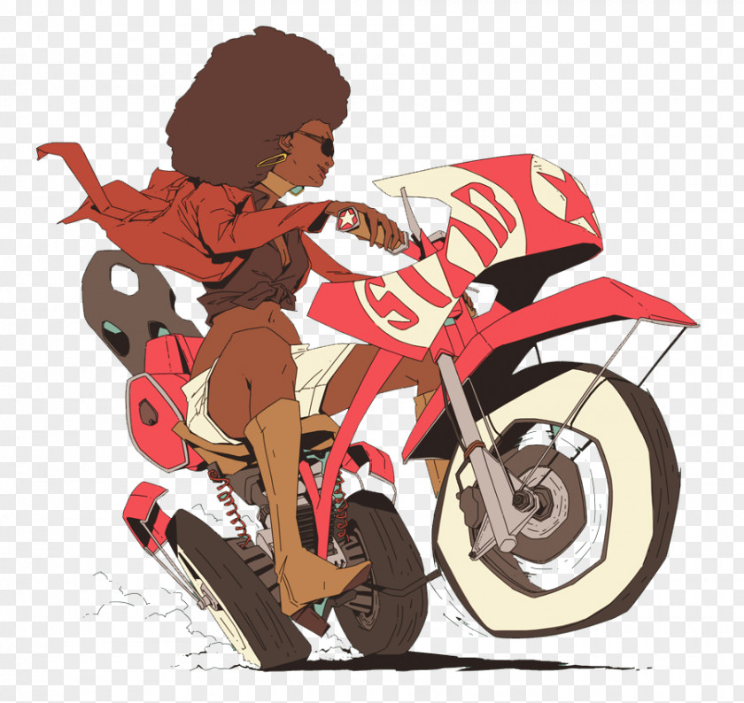 Motorcycle Woman Poster Illustration PNG