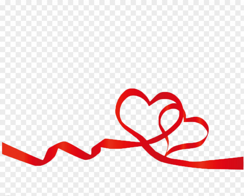 Red Ribbon Heart Valentines Day PNG
