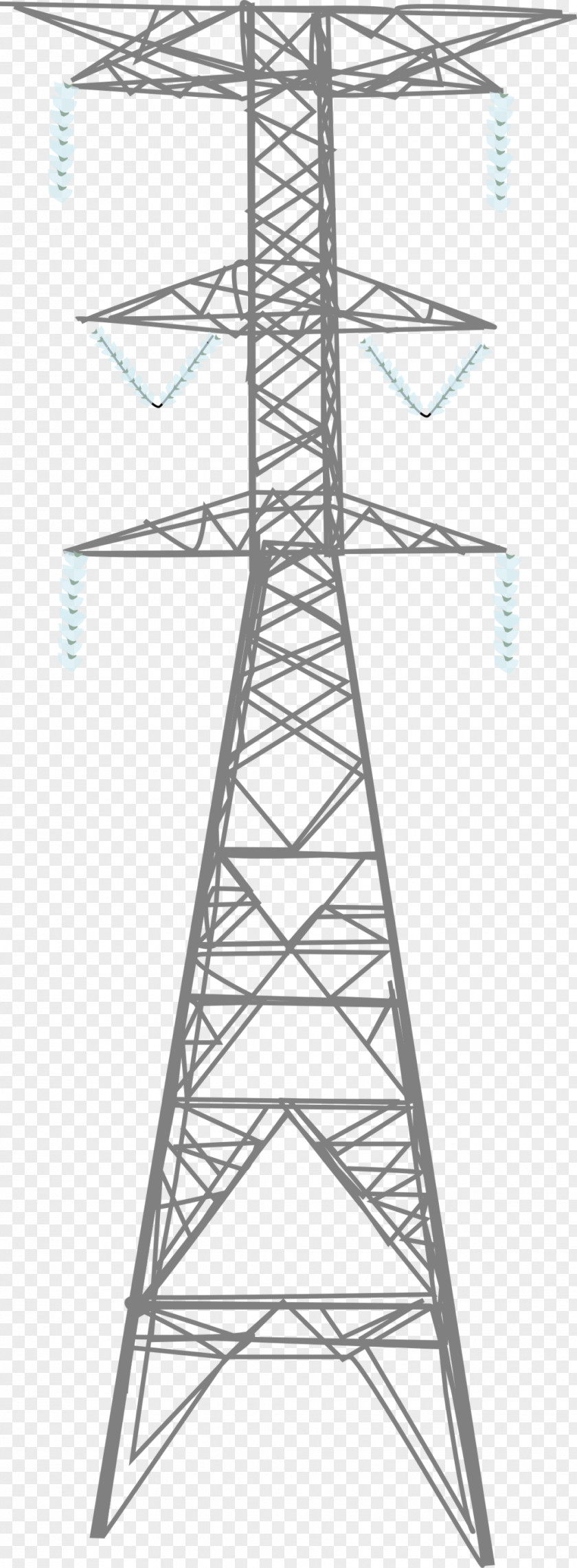High Voltage Transmission Tower Electric Potential Difference Power PNG
