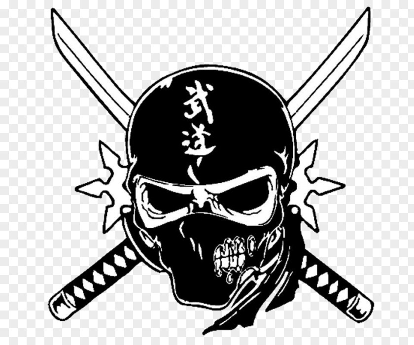 Ninja Decal Bumper Sticker Skull PNG