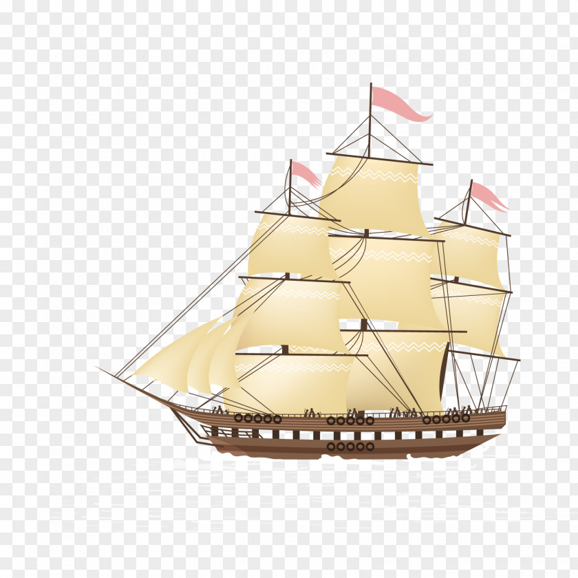 Vector Sail Brigantine Galleon Sailing Ship Euclidean PNG