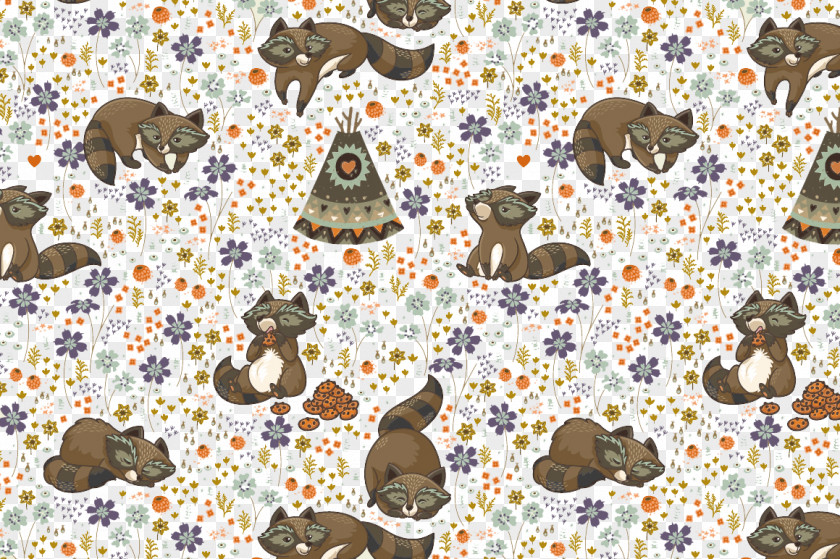 Hand-painted Flowers Raccoon Tent Royalty-free Stock Illustration PNG