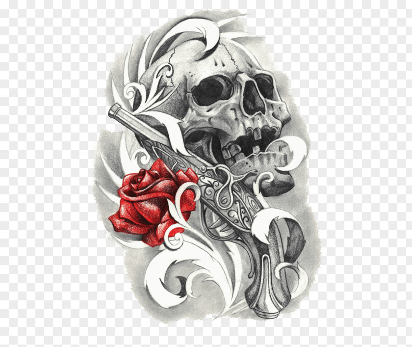 Skull Old School (tattoo) And Crossbones Drawing PNG
