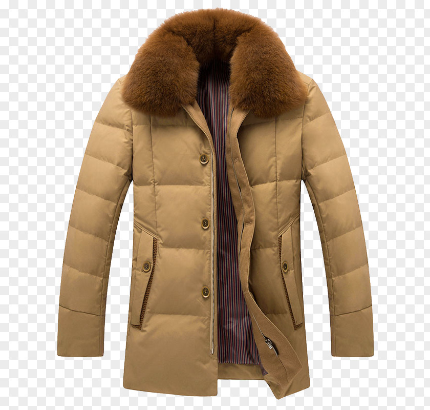 Antarctic Men Fox Fur Collar Down Jacket South Pole PNG