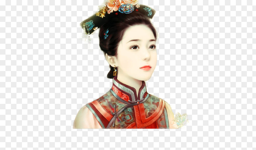 Cartoon Ancient Woman Qing Dynasty Baidu Tieba Chinoiserie PNG