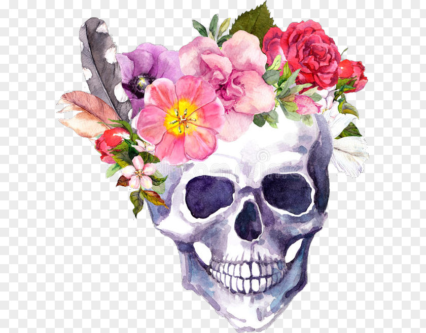 Skull Stock Photography Calavera Flower Floral Design PNG
