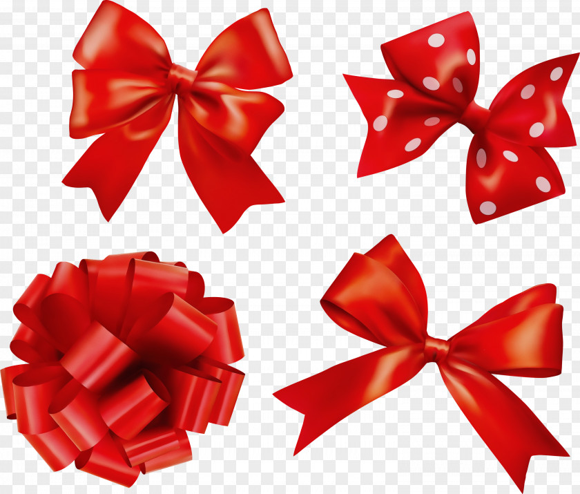 Carmine Petal Red Ribbon Gift Wrapping Present PNG
