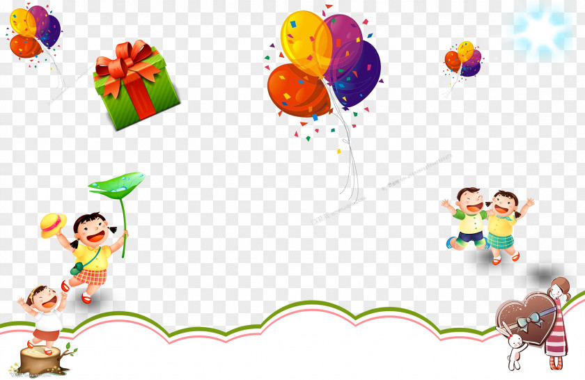 Cartoon Child Gift Balloon Decoration Background Drawing Animation PNG