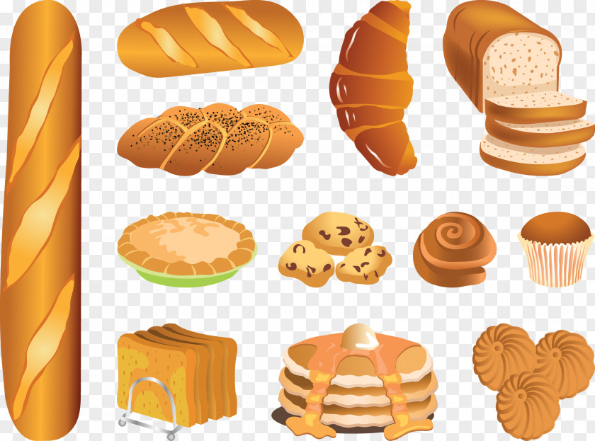 French Bread Vector Bakery Pastry Clip Art PNG