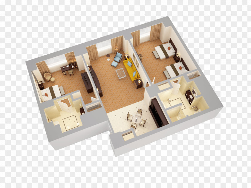 Hotel 3D Floor Plan Suite Bedroom PNG