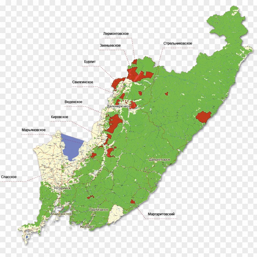 Product Physical Map Water Resources Ecoregion Primorsky Partisans Tree PNG